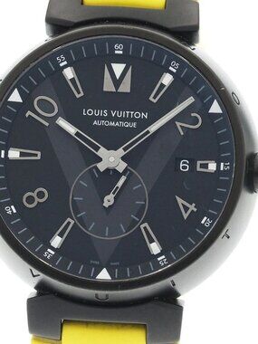 LOUIS VUITTON Tambour all black Q1D22 Date black Dial Automatic Men's